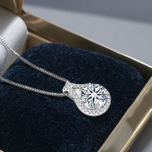 <b>Fashion</b> <b>Jewellery</b> 3 Carat Full Moissanite Brilliant Cut Classic Pendant Necklace Real 925 Silver Box Chain Women Engagement - Product Image 3
