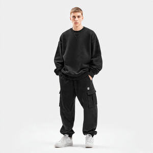 Conjunto Deportivo Unisex Extra Grande, Hombros Caídos, Cuello Redondo, Lavado Ácido, Color Sólido, Ecológico, Resistente al Viento, Estilo Urbano, Tejido Grueso - Product Image 6