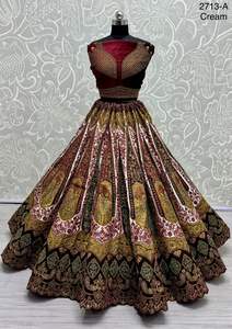 Nouveau travail de diamant multi-fils en velours lourd Dori brodé Lehenga Choli classique Designer tenue de mariée vente en ligne - Product Image 6