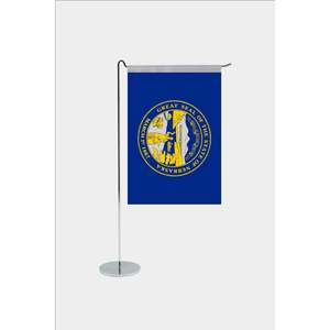 Drapeau de bureau en forme de L du Nebraska avec logo personnalisé, style fanion, impression numérique sur polyester, mât en aluminium pour affichage - Product Image 1