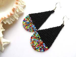 Nueva joyería de moda, pendientes bordados, pendientes hechos a mano con cuentas para mujeres y niñas de la India - Product Image 4