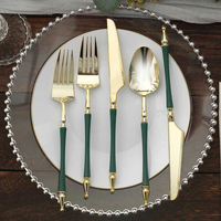 Ensemble de couverts en or écologiques de qualité supérieure, 5 pièces, design élégant, réutilisables pour les hôtels de luxe, la restauration et les fêtes, prix raisonnable