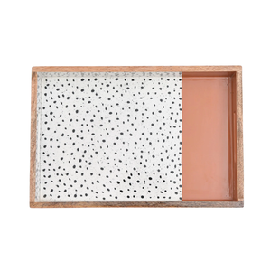 AK Brass Rectangular Terrazzo Printed Wooden <b>Serving</b> <b>Tray</b> with Handle In Multi Color <b>Large</b> <b>Tray</b> For Table Decor / Kitchen Decor - Product Image 2