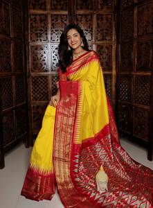 Sarees de seda suave Tusser con estampado digital Allover con borde Zari - Product Image 6