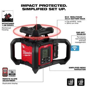 Kit de Láser Rotatorio de Doble Inclinación de Grado Industrial M18 18V 3704-21T con Receptor y Batería de Litio, Exterior Rojo - Product Image 4