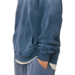 Sudadera con capucha lavada ácida para hombre de fabricante Vintage 100% algodón polar francés sólido invierno Boxy Streetwear estampado desgastado holgado con capucha - Product Image 3