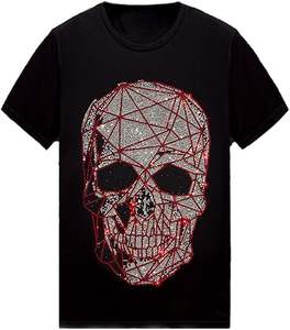 T-shirt scintillant pour homme et femme, à manches courtes, avec strass, pour festival rock, t-shirt en coton avec motifs graphiques - Product Image 1