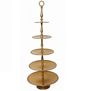 Support à gâteau de mariage en métal doré à 5 niveaux, présentoir rond pour cupcakes, tour de présentation pour événements, décoration de fête - Product Image 1