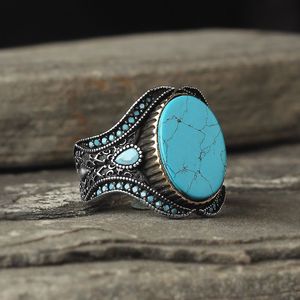 Azuris Turkey 925 Sterling Silver <b>Men's</b> <b>Ring</b> Ottoman Style Natural <b>Black</b> Stone VALKH1474 - Product Image 1