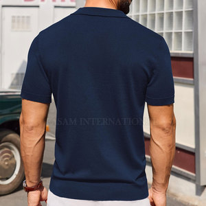 เสื้อโปโลคอวีคอวีของผู้ชายเสื้อโปโลผ้านุ่มแห้งเร็วสีทึบดีไซน์ล่าสุด - Product Image 2