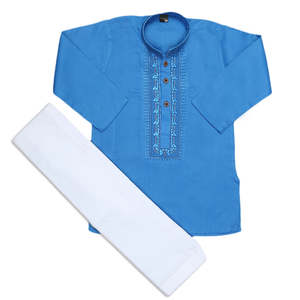 Traje Kurta Shalwar Bordado para Niños - Azul Cielo - Product Image 4