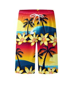 Short de bain écologique pour hommes, mode estivale, logo personnalisé, imprimé de flammes, design en maille solide, taille élastique, noir, vente en gros - Product Image 6
