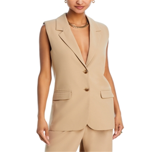 Gilet Formale da Donna Wayf Wilshire con Collo a Risvolto, in Vera Pelle con Ricami e Tessuto di Lana, Stile Invernale Formale - Product Image 4