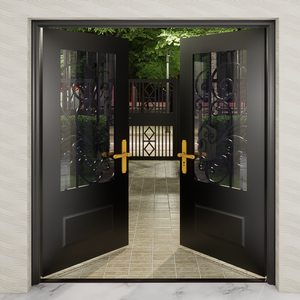 Puertas de hierro forjado con detalles de desplazamiento hechas de entrada local certificada para entrada principal residencial y diseño frontal - Product Image 5