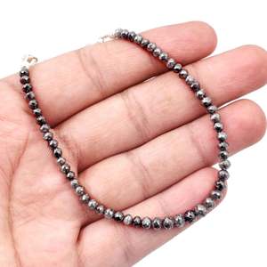 Bracelet fin gris à perles avec diamants ronds facettés de 3,5 à 4,5 mm, bracelet à billes de diamant de 3,5 à 4,5 mm - Product Image 6