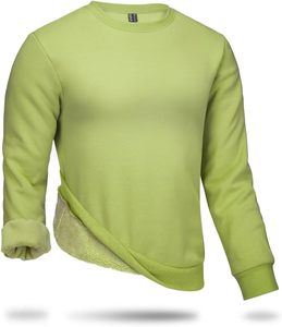 Men Crewneck Sweatshirt Fleece Lined Long Sleeve No Hood Winter Thermal Workout Pullover SweatShirts Hoodies for Man 100% Cotton - Product Image 3