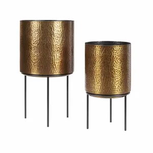 Très décoratif intérieur/extérieur pot de fleur en métal se dresse poudre noire enduit classique maison jardin centre commercial décor plante support - Product Image 5