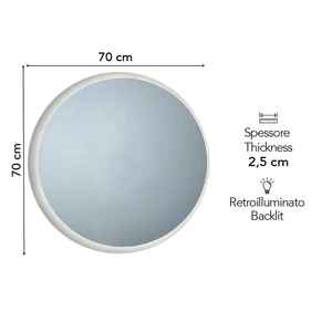 Espejo de Baño Redondo con Retroiluminación LED de 70 cm de Diámetro - Product Image 2