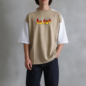 AFSAR SPORTS - Camiseta de Cuello Redondo de 250 g/m², Diseño 3D, Estilo Vintage Lavado al Ácido, Tejido de Punto, Bordada, 100% Algodón, Transpirable y Ecológica - Product Image 1