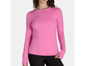 Camiseta versátil y elegante de cuello redondo para mujer, camiseta de manga larga con cuello redondo para rendimiento, Top de compresión para ropa activa - Product Image 6