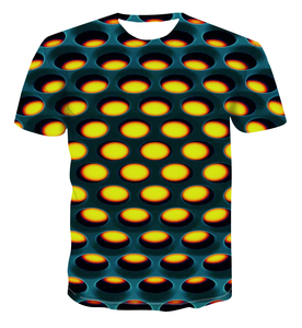 Camiseta gráfica personalizada OEM de diseñador, Camiseta de punto por sublimación con estampado geométrico Multicolor, Hip Hop para hombres de talla grande, 180 gramos - Product Image 5