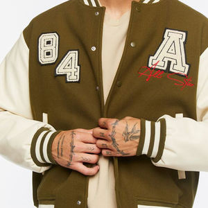 Vestes d'université de baseball minces et personnalisées du fabricant OEM pour hommes manches en cuir d'hiver de haute qualité Chenille longue - Product Image 6