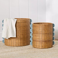 Panier à linge captivant panier en rotin fait à la main avec motif décoratif grand panier organisateur tissé pour serviettes et vêtements