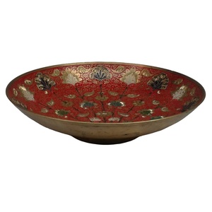 ชามผลไม้ทองเหลืองพร้อมลายดอกไม้และสีแดงสำหรับใช้ในห้องครัว - Product Image 2