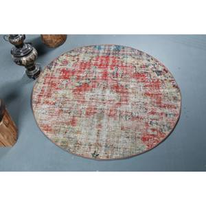 Alfombra moderna de lana roja y beige de 4,4X4,4 pies, hecha a mano, área grande, área turca, patrón abstracto, diseño de pasillo Rectangular, látex de 10mm - Product Image 1