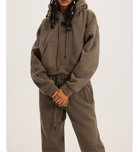 OEM Conception de Logo Personnalisé Vêtements pour Femmes à Capuche Col Rond Manches Longues Costume Deux Pièces Sweat à Capuche - Product Image 5