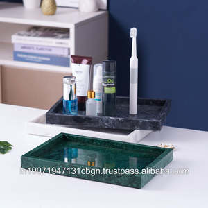 Bandeja de Servicio Decorativa Hecha a Mano al por Mayor de Piedra Natural de Mármol Blanco y Verde - Product Image 3