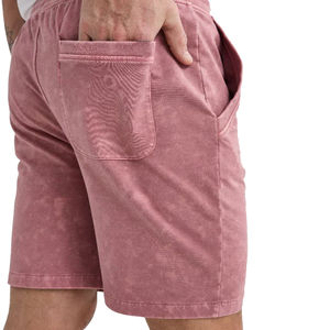100% coton lavé à l'acide Shorts avec poches latérales hommes coupe décontractée blanc Vintage lavé à la neige Shorts lourds - Product Image 5
