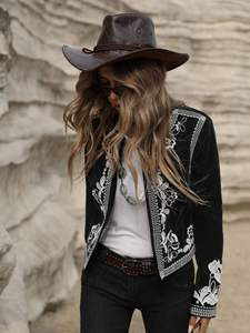 Chaqueta Floral Acolchada de Algodón con Botones, Bordado Suzani, Acabado Ecológico, Estilo Bohemio Gitano para Otoño e Invierno - Product Image 5