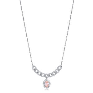 Collar con Colgante Turco de Cuarzo Rosa y Circonita Cúbica, Forma Ovalada, Venta al por Mayor, Joyería de Plata 925 - Product Image 5