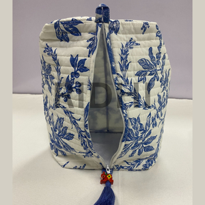 Sac de voyage matelassé bleu fait main, vintage, écologique et portable, avec fermeture éclair, pour le marché, les courses et la vente en gros - Product Image 4