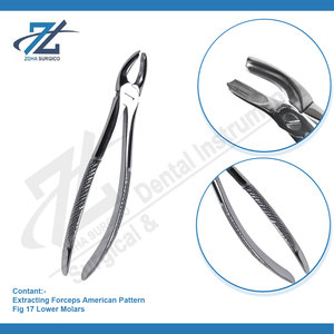 Fórceps de extracción patrón americano Fig 17 molares inferiores alemán de alta calidad Starnderd conjunto de instrumentos quirúrgicos dentales Pakistán - Product Image 3