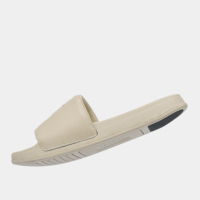 Pantoufles d'extérieur tendance toutes saisons légères unisexes brodées SH en caoutchouc beige avec design élégant en cuir artificiel