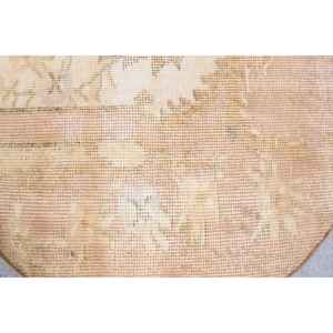 Alfombra Redonda Vintage de 2.4x1.5 pies, Alfombra Turca de Lana Beige con Bordes - Product Image 5