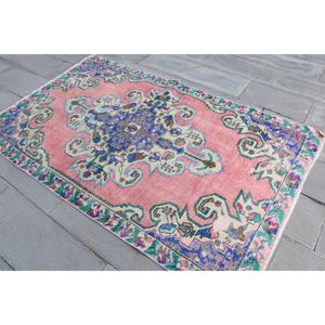 Turkish Vintage Rug 4.3x7.1 ft (132x216 cm), <b>Red</b> <b>Wool</b> Rug - Product Image 2