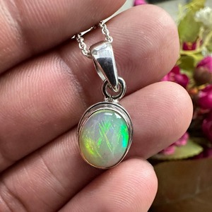 Classical Pendant Jewelry for Women Silver Boho Style Jewelry 925 Sterling Silver Opal Gemstone Handmade Pendant Gift for <b>Wife</b> - Product Image 4
