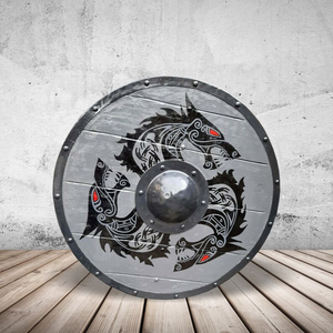 Bouclier Viking en bois médiéval, bouclier rond à dragon, guerrier, chevalier, bouclier mural Viking par calvin handicraft - Product Image 4