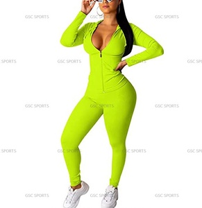 Chándal ajustado de alta calidad para mujer, traje de chándal personalizado con sudadera con cremallera y pantalón para trotar, 2 uds. - Product Image 6