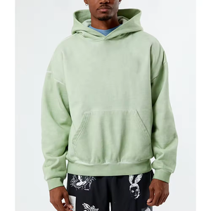 เสื้อฮู้ดผู้ชาย Boxy แบบครอปมีฮู้ดกำหนดโลโก้เองได้ทั้งชายและ100% มีฮู้ดผ้าคอตตอนจัดส่งฟรี - Product Image 2