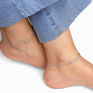 Tobillera de circón infinito de plata de moda con joyería de encanto infinito brillante tobillera elegante para mujeres Niñas Ropa de fiesta - Product Image 3