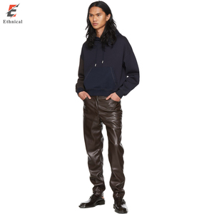 กางเกงยีนส์ผ้าฟอกทรงสลิมฟิตของผู้ชาย,กางเกงไบค์เกอร์กางเกงหนังทรงตรงดีไซน์แบบกำหนดเอง - Product Image 4