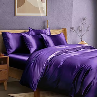 Ensemble de literie personnalisé en satin, rouge vin, luxe, double, housse de couette, garnissage en soie tissée