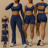 Conjunto Deportivo de 5 Piezas para Mujer de Alta Calidad, Bra Deportivo, Leggings Transpirables, Ecológicos, de Secado Rápido, Top Corto de Cintura Alta y Chaqueta