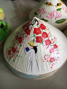 Handmade Painted Conical Palm Leaf <b>Hat</b> or Straw Beach <b>Hats</b> Women Party <b>Wedding</b> Souvenir Gift Craft in Stock From Vietnam - Product Image 5
