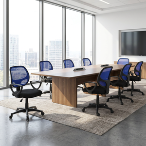 Blue/Black Modern Ergonomic <b>Office</b> Chair <b>Adjustable</b> Headrest Staff Chair Swivel Aluminiumpu Mesh Plywood Foam Fabric Plastic - Product Image 3