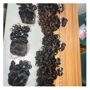 Extensiones de cabello humano 100% Remy al por mayor de fábrica, paquete de cabello indio rizado hinchable crudo, vendedores de cabello virgen: no modelo permanente - Product Image 1